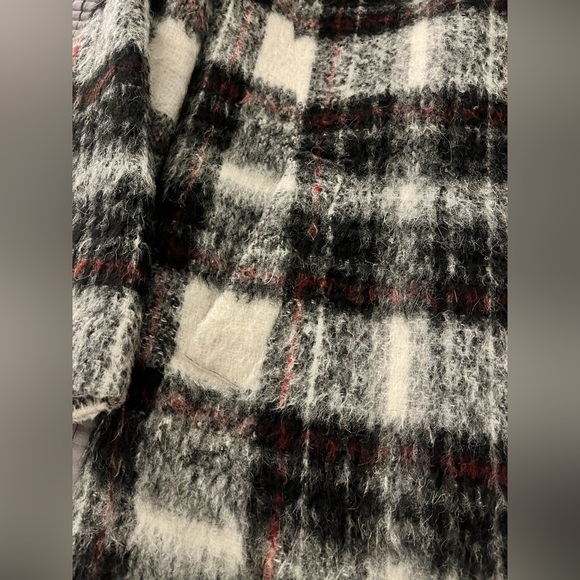 Banana Republic Italian fabric wool blend cost women size small plaid red gray - Picture 12 of 16